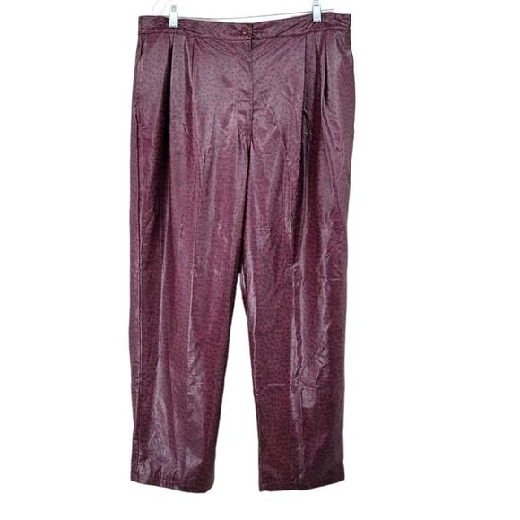 STELLA Louise Vintage Burgundy Faux Leather Pleather Ostrich Skin  Pants - Picture 1 of 10
